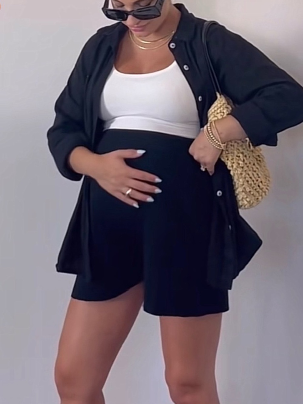 Bae. The Label Wild Heart Ribbed Elastic-Waist Maternity Shorts